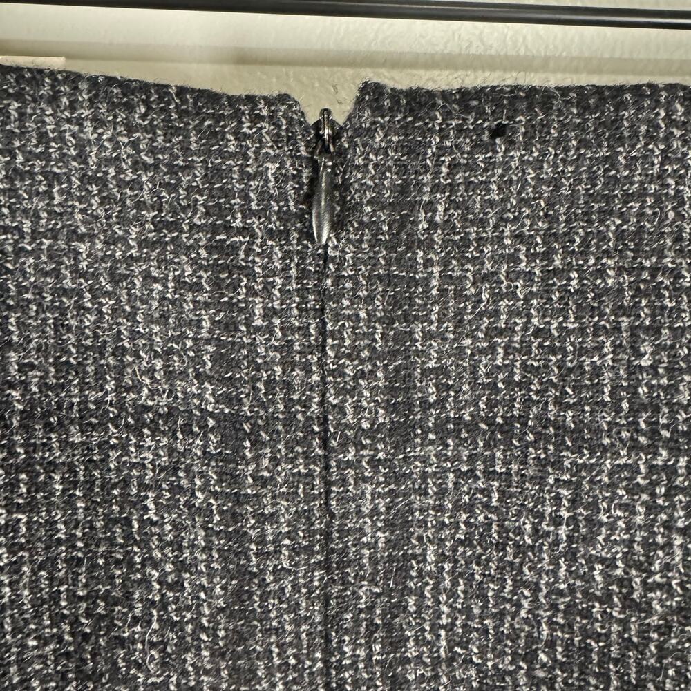 Harve Benard Sport Women Black 100% Wool Fringe Lined Long Pencil Skirt Plaid 8 - Picture 6 of 8
